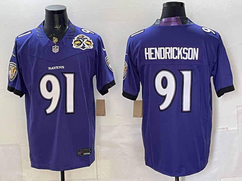 Men Baltimore Ravens #91 Hendrickson blue Nike 2026 NFL Jersey 059